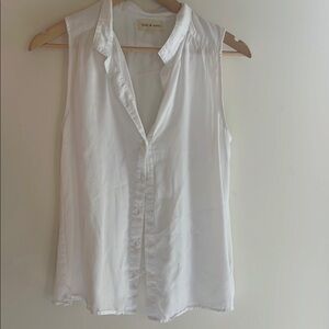 Cloth & Stone White Button Down Shirt Notched Collar Relaxed Fit